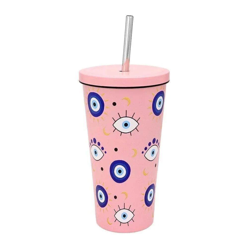 Evil Eye Pattern Printed 16oz Stainless Steel Tumbler